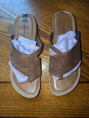 Merrell Women’s Brown Leather Slide Sandals